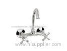 single Hole Round Kitchen Sink Mixer Taps with Cross Handle for Household