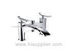 Double Lever Deck Mounted Bathtub Shower Faucet with Brass Diverter and Gravity Body for Bathroom