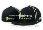 Spring Flat Brim Fitted Baseball Hats Black With 3D Embroidery