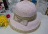 Pink / Beign 9cm Brim Spring Cloth Womens Sun Hats With Bowknot Band For Party