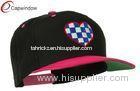 Embroidered Wool Blend Snapback Baseball Caps Black Pink Checkered Heart