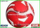 Matt Surface Synthetic Leather Soccer Ball Red and White , Passed EN71 And 6P Lab Test