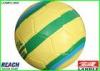 Customized Colored Machine Stitched Leather Soccer Ball in Yellow Green