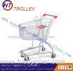 60L Unfolded Basket Steel Shopping Cart With 4 Inches PU Wheels