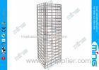 Modern Chrome Wire Mesh Display Stands Triangle Grid Tower in Black