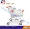 Chrome Plated Supermarket Shopping Trolleys Unfolded 100L Logo Printed