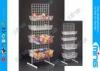 Chrome Metal Wire Display Rack Grid Wall with 8 Baskets , White