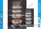 Chrome Metal Wire Display Rack Grid Wall with 8 Baskets , White