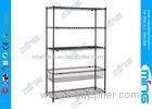 Black Chrome Mobile Wire Shelving Display Stand for Bulk Storage