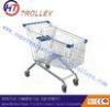 180L Unfolding Supermarket Shopping Cart Galvanization Surface With Four Wheels