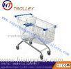 180L Unfolding Supermarket Shopping Cart Galvanization Surface With Four Wheels