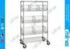 Powder Coated Mobile Wire Basket Shelving / Adjustable Wire Shelves for Warehouse