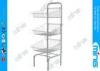 White 3 Tier Supermarket Wire Display Stands Metal with 3 Basket