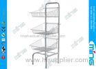 White 3 Tier Supermarket Wire Display Stands Metal with 3 Basket