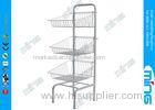 White 3 Tier Supermarket Wire Display Stands Metal with 3 Basket