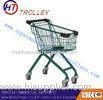 Custom Green Unfolded Children Supermarket Steel Wire Shopping Trolleys With Wheels