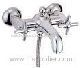 Wall Mounted 2 Hole Shower Mixer Double Handle Faucet With Diverter