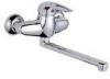 Extended Swivel Spout Single Lever Kitchen Mixer Taps With Round Decorative Plate