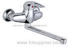 Extended Swivel Spout Single Lever Kitchen Mixer Taps With Round Decorative Plate