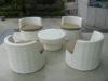 Metal Frame And White Poly Rattan Obelisk Chair For Beach / Balcony