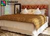 Carved Melamine Contemporary Wooden Beds , King Size White Wood Double Bed