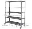 Silver Removable 5 Tier Stainless Steel Storage Shelves With Wheels / Caster