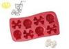 Non - stick Red Flexible Silicone Ice Cube Trays for home Ice Mold Type