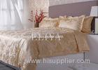 Golden Jacquard Cotton Luxury Hotel Bed Linen Sheet Sets , OEM Hotel Textile Products