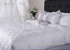 Cotton Hotel Bed Linens Jacquard Checkboard Bed Sheet Set Queen Size , King Size