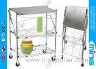 Customized Foldable Chrome Wire Shelves Dining Car with 3 Tiers