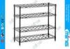 4 Tiers Black Mobile Wire Shelving / Wire Steel Shelving , 100kg Capacity