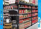 Heavy Duty Black Supermarket Display Shelves Solid Panel , Double Sided