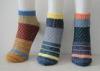 Multi-color Hand knitted Cotton Wool Socks , Stripe Girls Short Ankle Sock