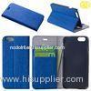 Blue Lightweight Cell Phone Protective Covers PU Leather With Card Holder