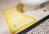 Yellow Stripe anti slip Toilet Floor Mat with Embroidery 65% Cotton + 35% Polyester