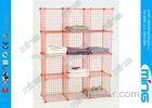 Red Mini Wire Display Stands Grid Panels Cube Unit for Clothing