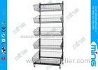 Black Powder Coated Wire Display Stands with 5 Basket for Retail/ Store/ Supermarket