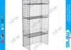 Red Steel Wire Display Stands Gridwall Floor Display Shelves , 2 Shelf