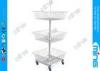 Metal Powder Coated Wire Display Basket Stands with 3 White Baskets
