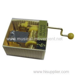 RIBBED KRAFT PAPER MUSIC BOX 18 NOTE HAND CRANK GOLDEN MOVEMENT