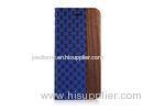 Luxury Blue Plaid Leather Flip Phone Case For Iphone 6, Leather Smart Phone Case With Sustainable Da