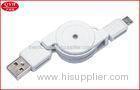 80CM White Retractable Micro USB Cable 5Pin for Phone Charger