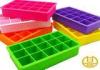 Small green / Purple square silicone ice cube tray with 14 cubes