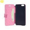 Women Leather Wallet Cell Phone Protective Cases Pink For Iphone 6