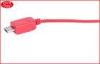 Red Flat PU Charging Retractable Micro USB Cable 80cm for ipad / iphone