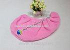 Pink 100% Polyester Towel Hair Turban Solid Color with Elastic