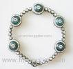 Gun Metal Bracelet Evil Eye Jewelry 7 Inch Light Blue Resin Glass