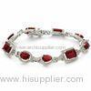 Lady Red Bead Fancy Natural Gemstone Bracelet Jewellery of 925 Sterling Silver