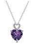 Lover Gift Purple Crystal Heart Necklace Pendant Support Yellow Gold