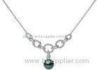 Custom Silver Fashion Jewelry One Round Black Pearl Pendant Necklace for Female